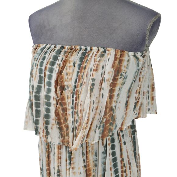 Free People Jumpsuit Womens Small Smocked Strapless Ruffled Wide Leg Hipster - Picture 9 of 15